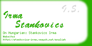 irma stankovics business card